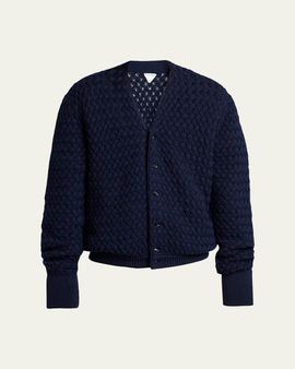 Bottega Veneta Men's Intrecciato Wool Knit Cardigan