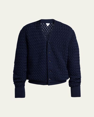 Bottega Veneta Men's Intrecciato Wool Knit Cardigan