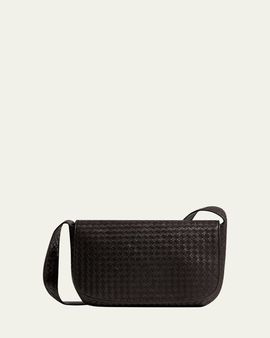 Bottega Veneta Men's Large Intrecciato Leather Flap Messenger Bag