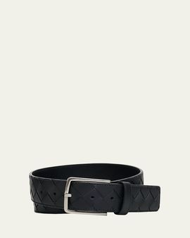 Bottega Veneta Men's Maxi-Intrecciato Leather Belt