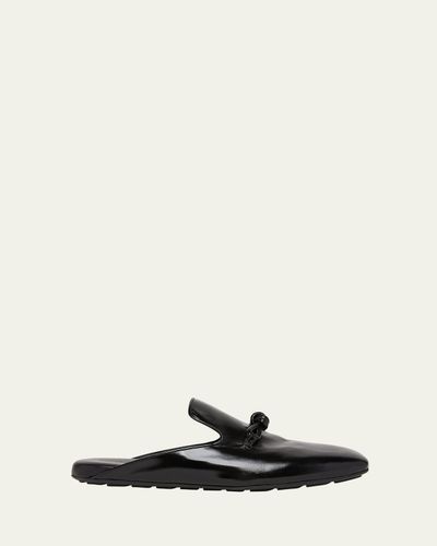 Bottega Veneta Men's Roma Shiny Leather Knot Mules