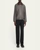 Bottega Veneta Men's Shadow Stripe Intrecciato Leather-Collar Jacket - 2