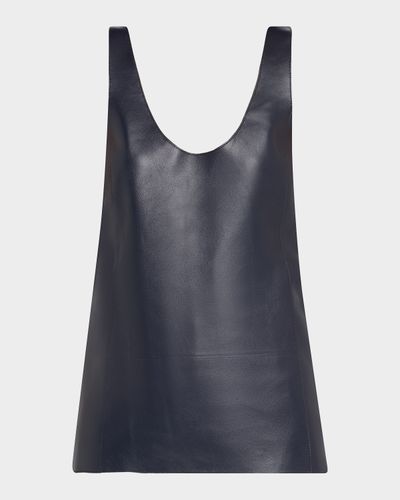 Bottega Veneta Scoop-Neck Open-Back Leather Tank Top