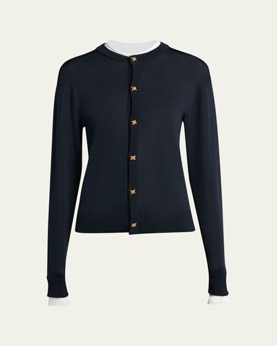 Bottega Veneta Silk Double Knit Crewneck Cardigan