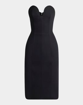 Bottega Veneta Strapless Compact Wool Waisted Buster Dress