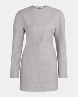 Bottega Veneta Tailored Wool Strong-Shoulder Long-Sleeve Mini Dress