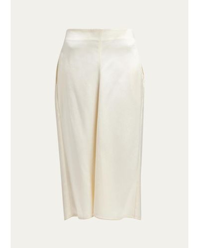 Bottega Veneta V-Waist Satin Midi Skirt
