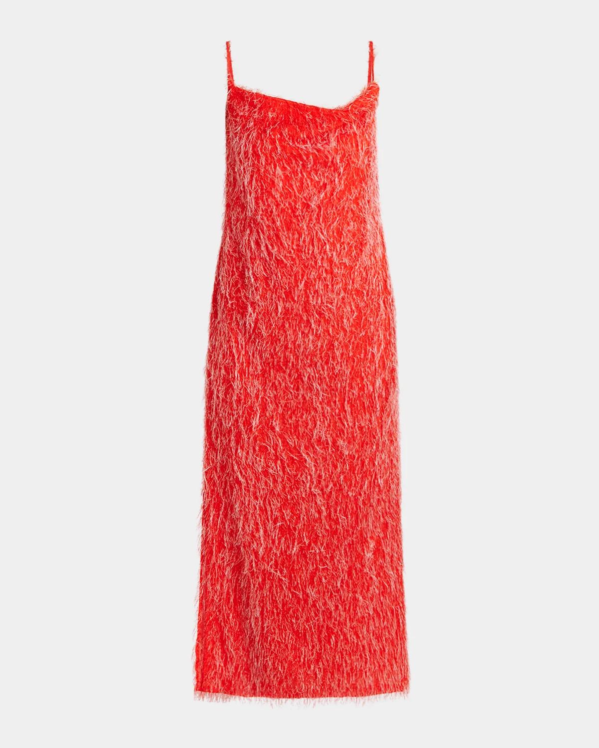 Bottega Veneta Viscose Fil Coupe Fringed Backless Midi Slip Dress