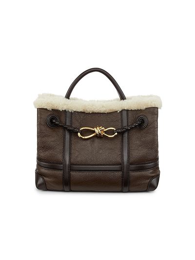 Bottega Veneta Women's Andiamo Small Leather-Shearling Top-Handle Bag