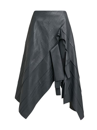 Bottega Veneta Women's Asymmetric Ruffled Leather Midi-Skirt