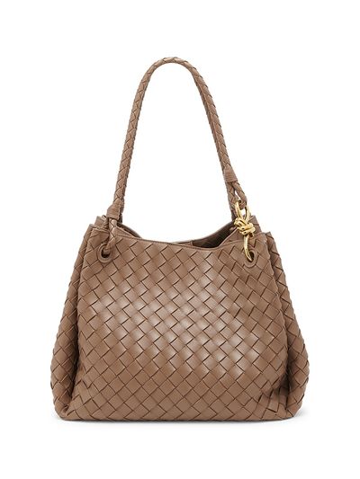 Bottega Veneta Women's Borsa Leather Intrecciato Shoulder Bag