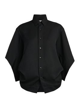 Bottega Veneta Women's Cape-Sleeve Wool-Twill Shirt