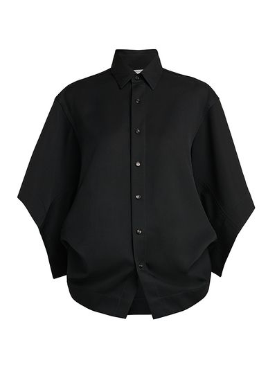 Bottega Veneta Women's Cape-Sleeve Wool-Twill Shirt