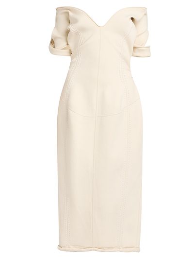 Bottega Veneta Women's Cotton-Blend Crepe Off-The-Shoulder Midi-Dress