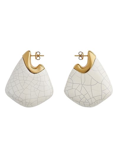 Bottega Veneta Women's Goldtone Sterling Silver & Ceramic Large Fin Earrings