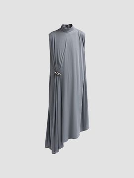 Bottega Veneta Women's Jersey Crêpe Brooch Asymmetric Midi Dress
