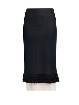 Bottega Veneta Women's Layered Fringe-Hem Fluid Silk-Knit Midi-Skirt