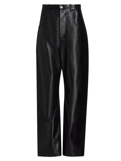 Bottega Veneta Women's Leather Relaxed-Fit Trousers