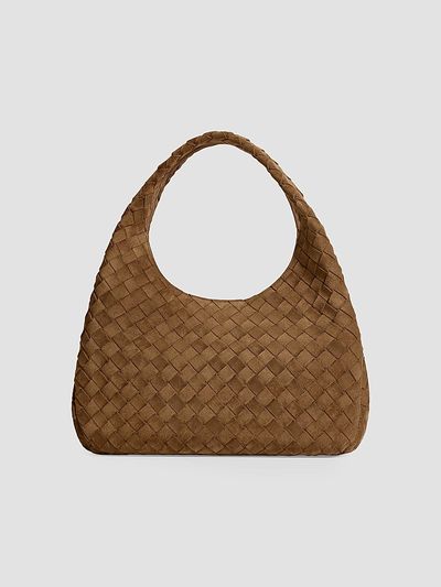 Bottega Veneta Women's Medium Campana Intrecciato Suede Shoulder Bag