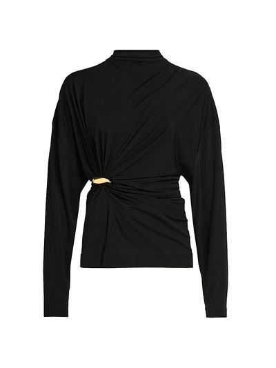 Bottega Veneta Women's Prima Brooch Mock-Wrap Top