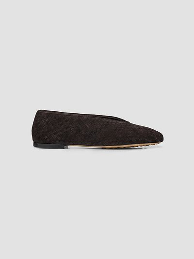 Bottega Veneta Women's Rosa Intrecciato Suede Ballet Flats