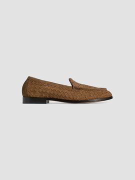 Bottega Veneta Women's Silenzio Intrecciato Supple Suede Loafers