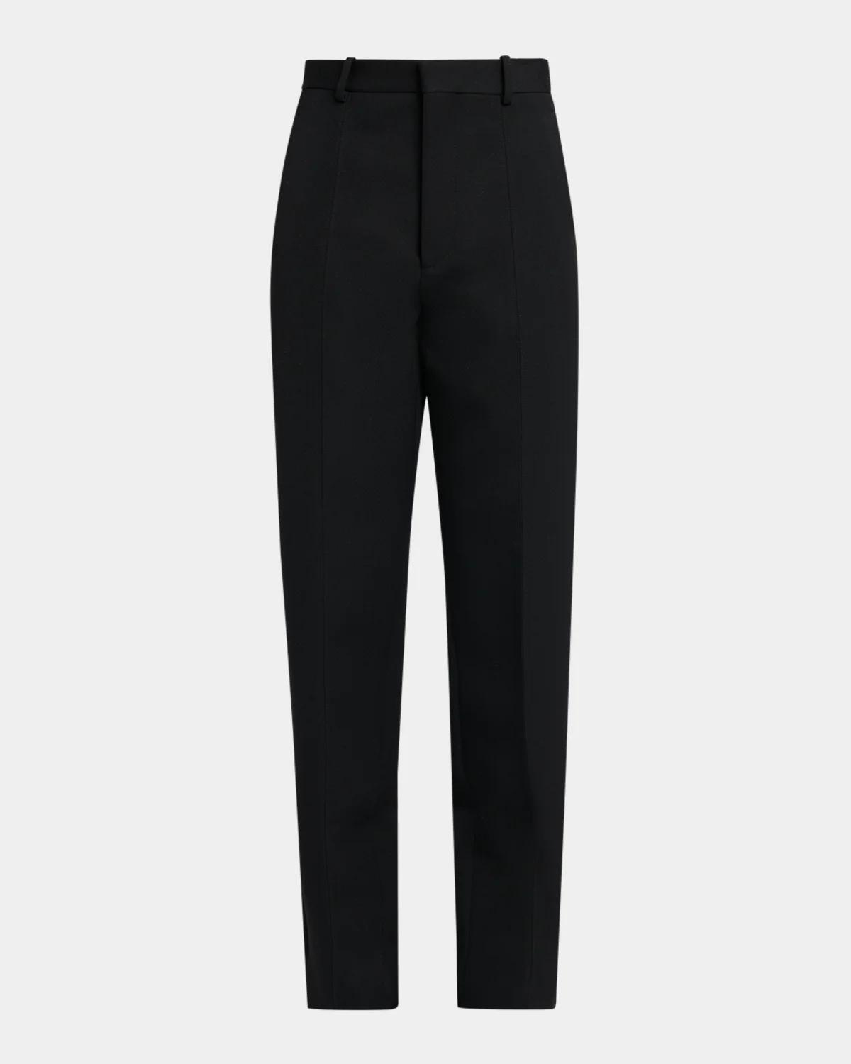 Bottega Veneta Wool Grain De Poudre Straight-Leg Split Hem Trousers