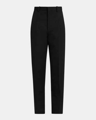 Bottega Veneta Wool Grain De Poudre Straight-Leg Split Hem Trousers