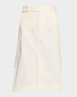 Bottega Veneta Workwear Cotton Twill Midi-Skirt
