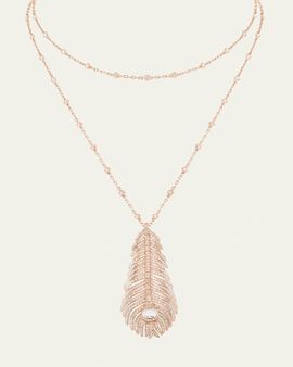 Boucheron Plume de Paon 18K Pink Gold Diamond Pendant Necklace