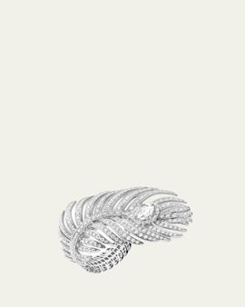 Boucheron Plume de Paon 18K White Gold Diamond Large Ring