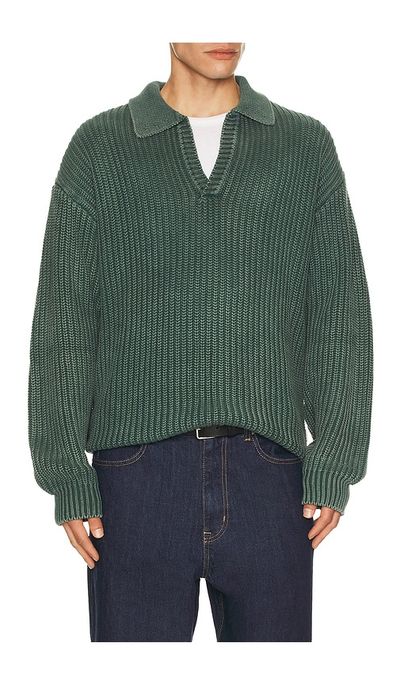 Bound Bound Open Collar Acid Wash Knit Sweater
