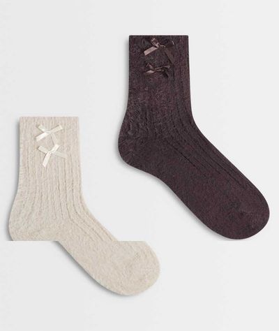 Boux Avenue Boux Avenue 2 pack cozy ribbed socks in neutral / brown