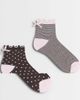 Boux Avenue Boux Avenue 2 pack socks in striped and spot print in neutral brown - 1