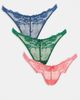 Boux Avenue Boux Avenue 3-pack high leg lace thongs in green, blue and coral-Multi - 1