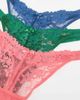 Boux Avenue Boux Avenue 3-pack high leg lace thongs in green, blue and coral-Multi - 3