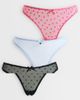 Boux Avenue Boux Avenue 3 pack flocked thongs in blue/black/pink-Multi - 1