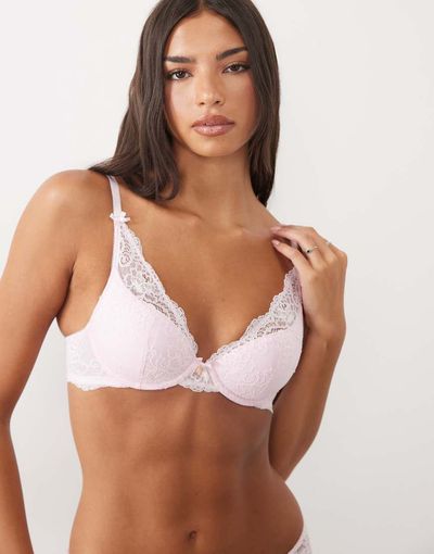 Boux Avenue Boux Avenue Amber plunge bow detail bra in light pink