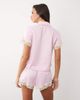 Boux Avenue Boux Avenue Amelia satin short sleeve revere pajama set with lace trim in pink - 3