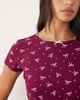 Boux Avenue Boux Avenue bow print ribbed shorts and T-shirt set in burgundy-Red - 3