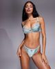 Boux Avenue Boux Avenue Clover embroidered satin trim tanga thong in sage green-Multi - 1