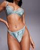 Boux Avenue Boux Avenue Clover embroidered satin trim tanga thong in sage green-Multi - 2