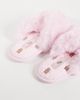 Boux Avenue Boux Avenue cross band fluffy embroidered gingerbread slippers in pink - 4