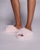 Boux Avenue Boux Avenue cross band fluffy slippers in powder pink - 4