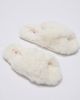 Boux Avenue Boux Avenue Cross band slider slippers open toe soft plush loungewear in ivory-Neutral - 1
