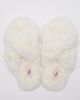Boux Avenue Boux Avenue Cross band slider slippers open toe soft plush loungewear in ivory-Neutral - 2