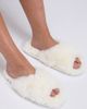 Boux Avenue Boux Avenue Cross band slider slippers open toe soft plush loungewear in ivory-Neutral - 4