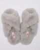 Boux Avenue Boux Avenue Cross band slipper slides with open toe soft plush loungewear in gray-Auburn - 1