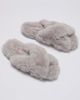 Boux Avenue Boux Avenue Cross band slipper slides with open toe soft plush loungewear in gray-Auburn - 2