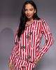 Boux Avenue Boux Avenue fleece long sleeve top & pants PJ set in a bag in striped christmas print-Multi - 2